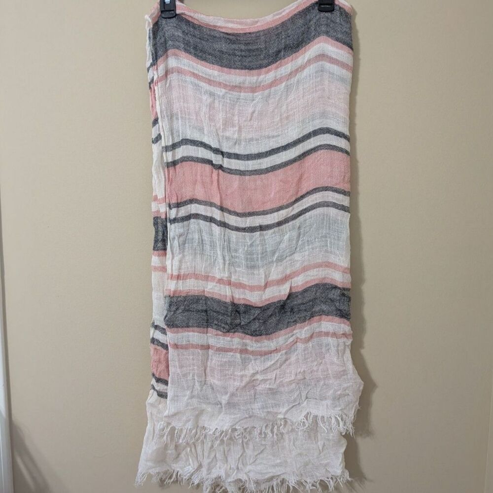 Boho Striped Fringe Pashmina/Shawl Earthy Pastel Gauze Style Scarf
